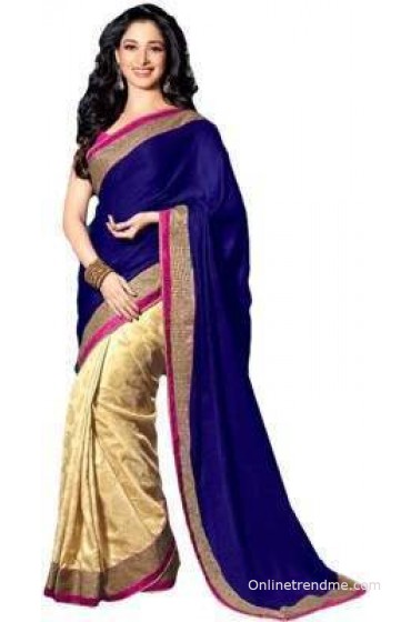 BlueGene Self Design Bollywood Chiffon Sari